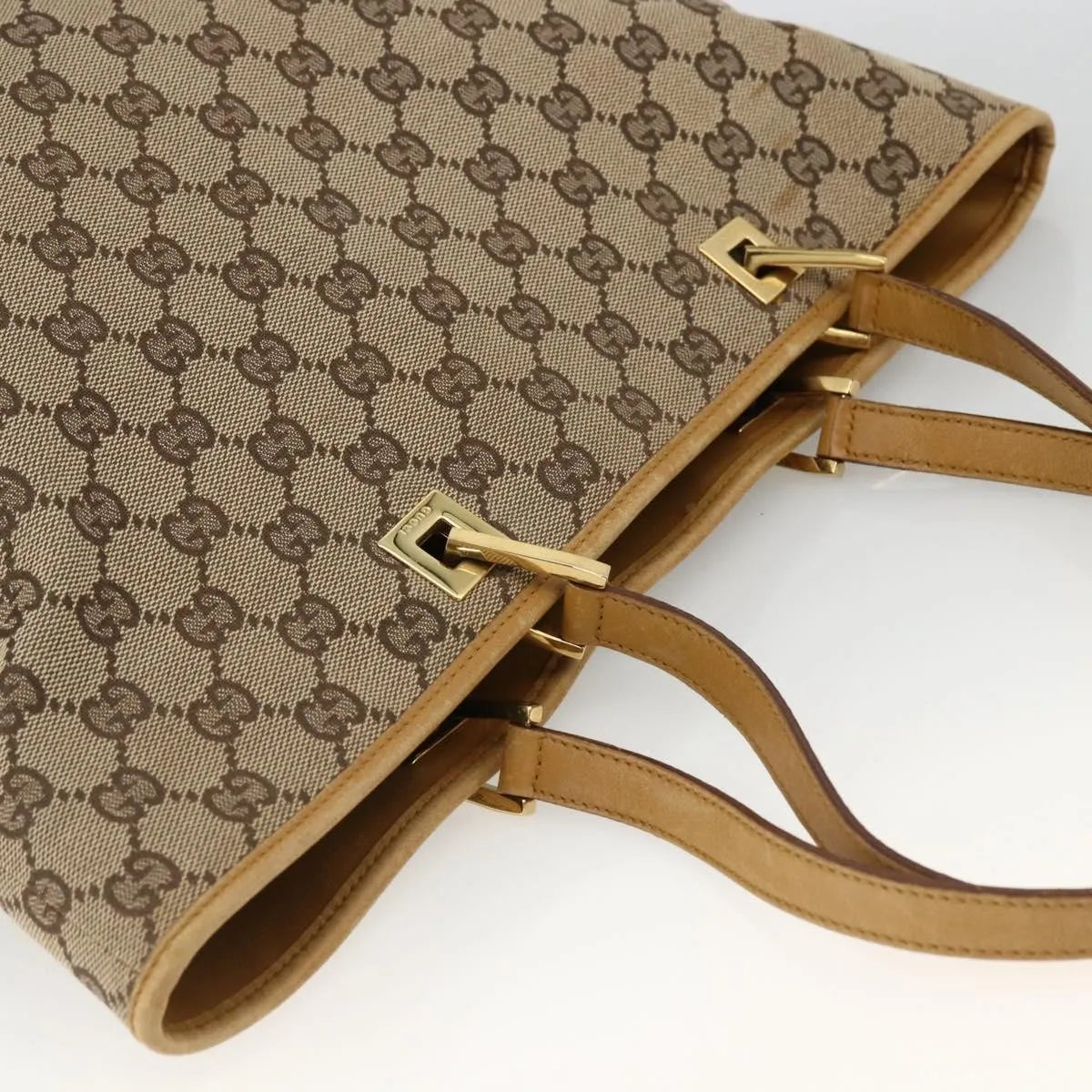 Gucci Vintage Bucket Shopping Tote GG Canvas, Beige, Canvas, Tote Bag