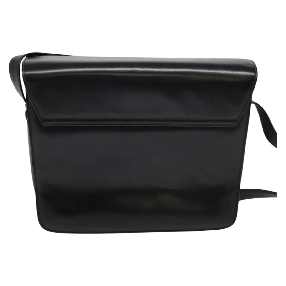Gucci Vintage Flat Messenger Nylon and Leather, Black, Leather, Shoulder Bag