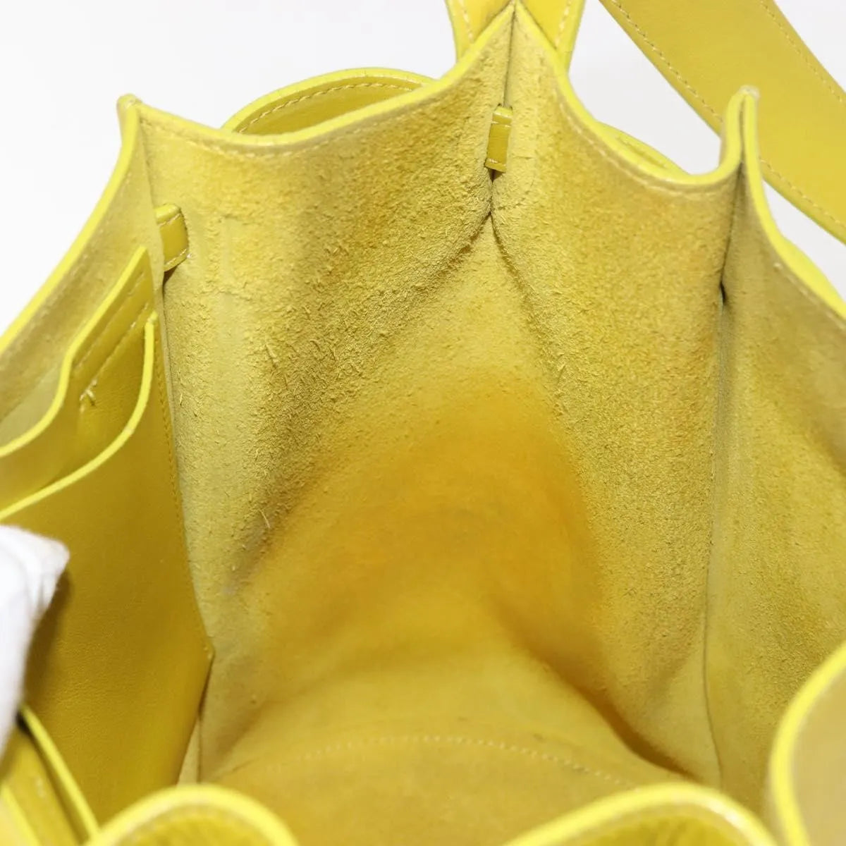 Celine Long Strap Big Bag Bucket Leather, Yellow, Leather, Handbag