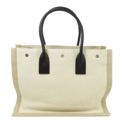 Saint Laurent Rive Gauche Felt and leather, Beige, Canvas, Tote Bag