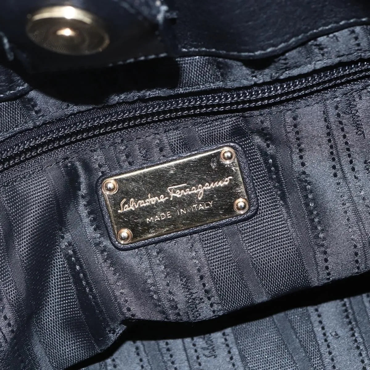 Salvatore Ferragamo W Chain Tote Leather, Black, Leather, Handbag