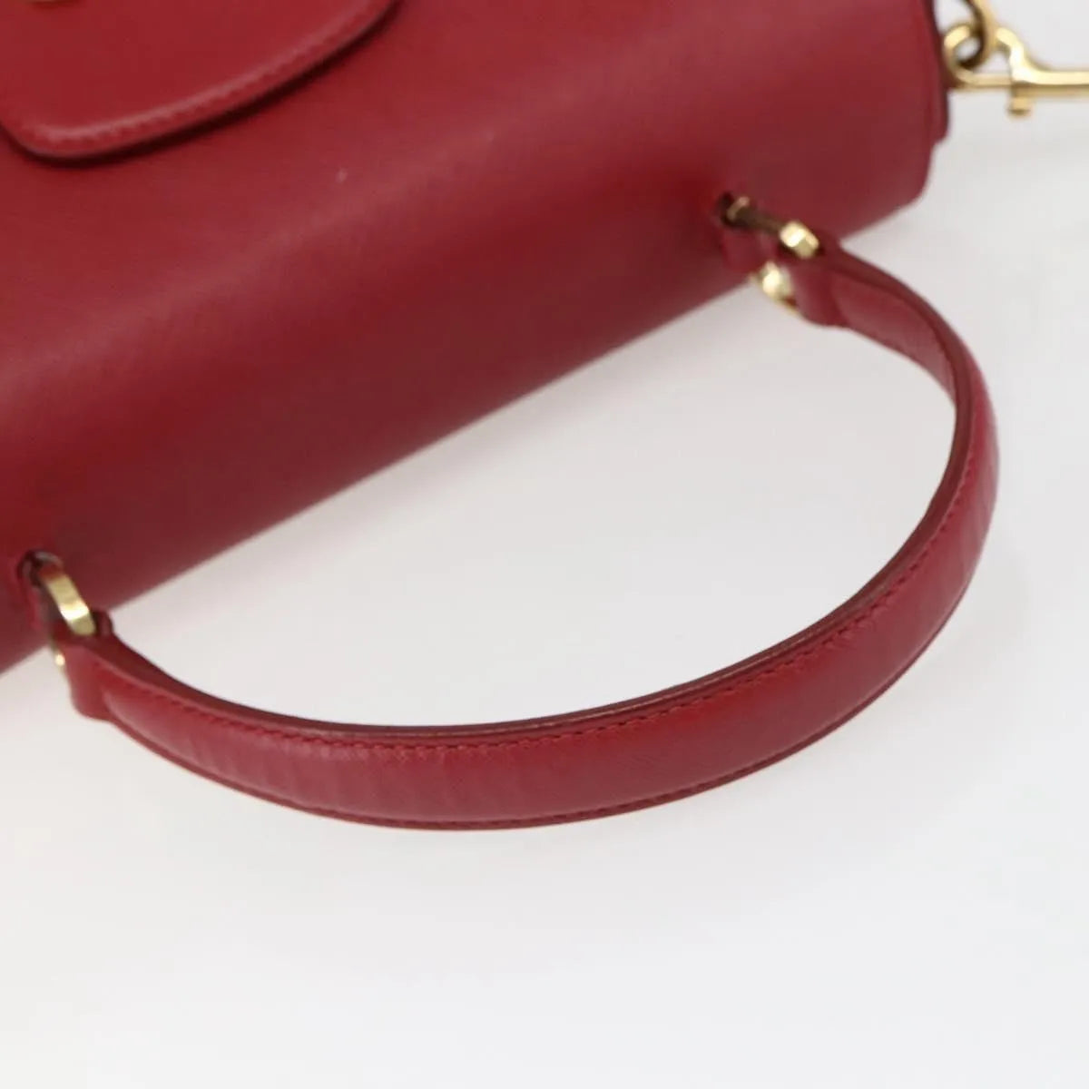 Salvatore Ferragamo Gancini Leather, Red, Leather, Handbag
