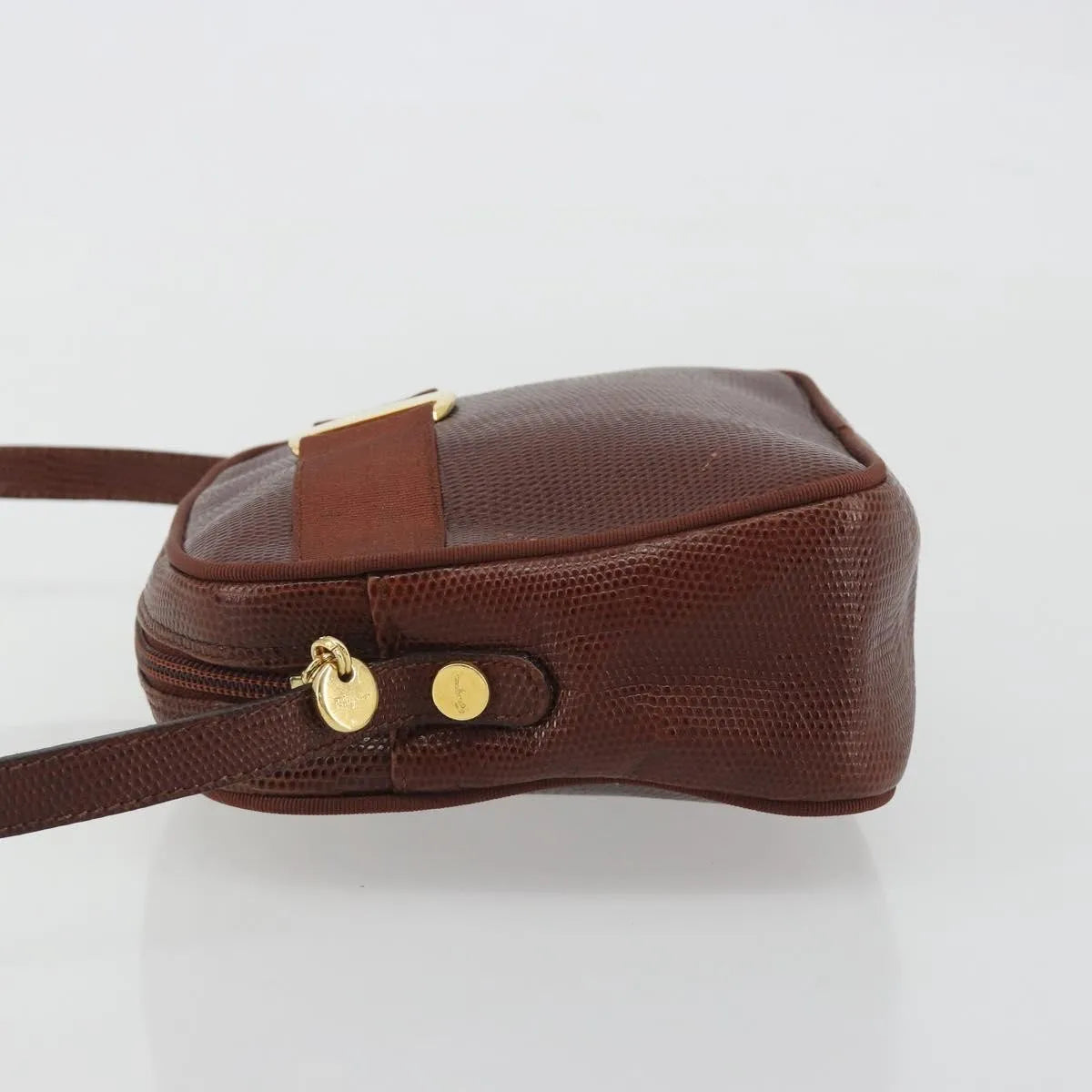 Salvatore Ferragamo Vara Bow camera Leather, Brown, Leather, Shoulder Bag
