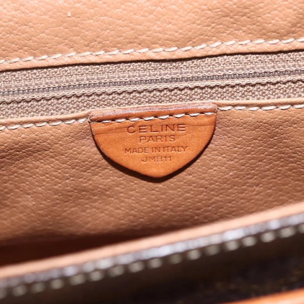 Celine Vintage Macadam Canvas and Leather, Brown, Canvas, Shoulder Bag