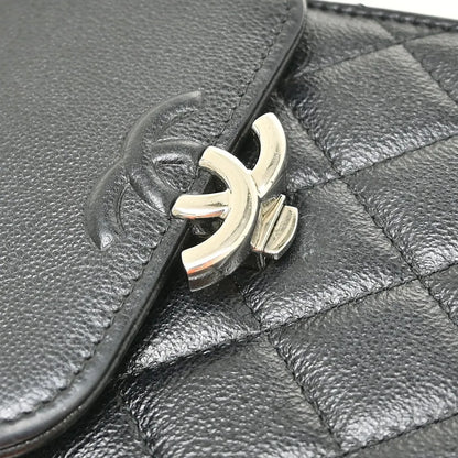 Chanel CC Flap Phone Holder Quilted Caviar, Black, Leather, Shoulder Bag