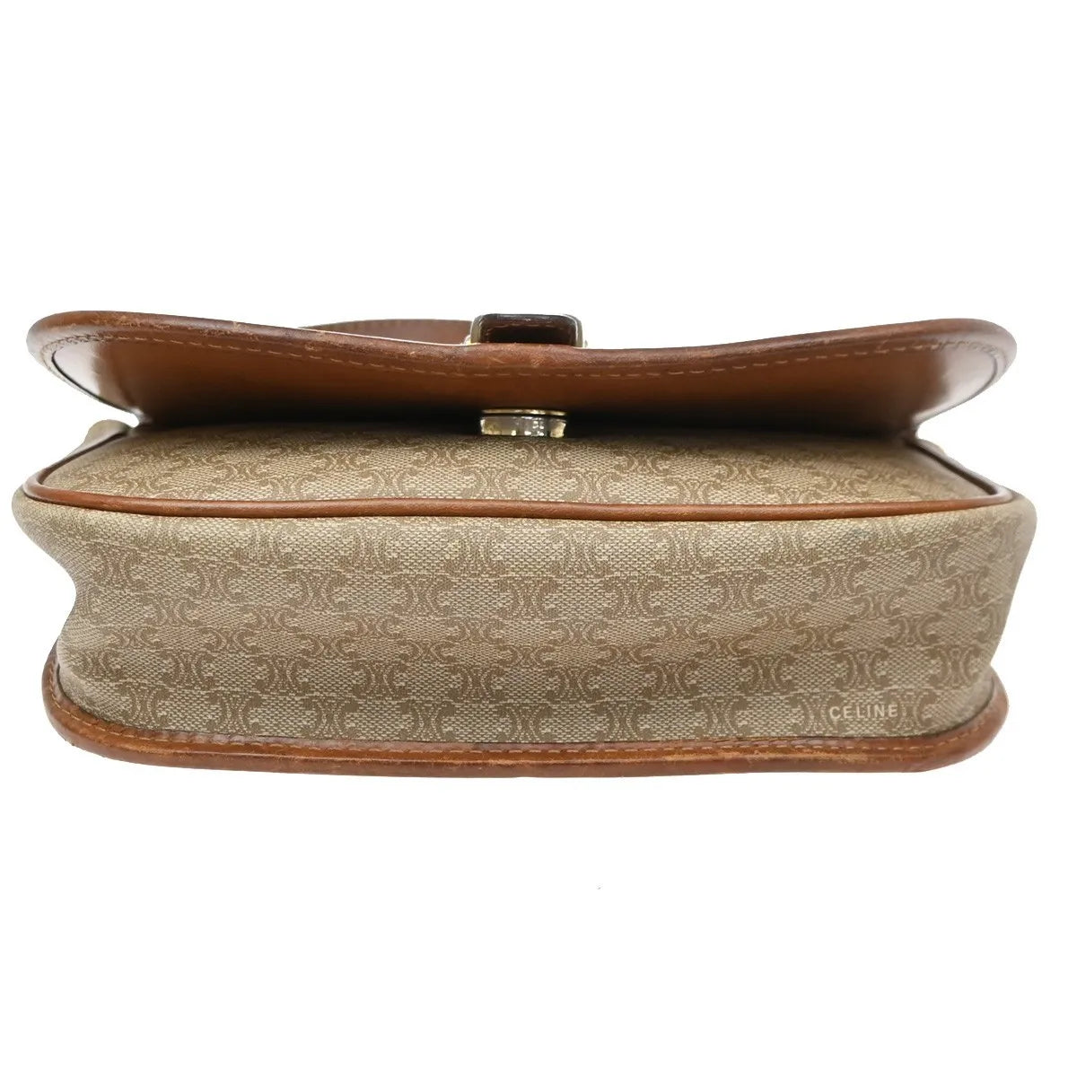 Celine Vintage Macadam Canvas and Leather, Beige, Canvas, Handbag