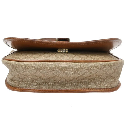 Celine Vintage Macadam Canvas and Leather, Beige, Canvas, Handbag