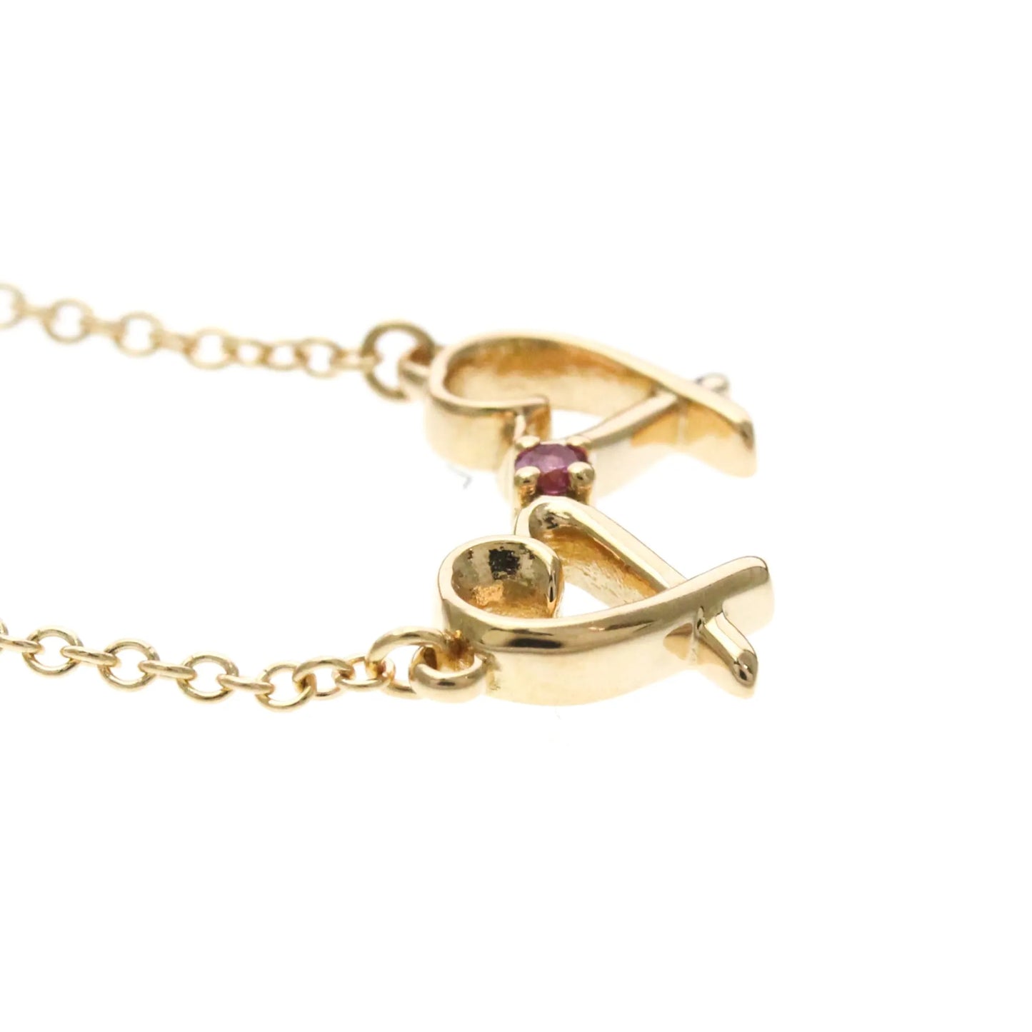 Tiffany & Co. Double Loving Heart Pendant 18K Rose Gold with Pink Sapphire, Gold, Pink Gold, Necklace