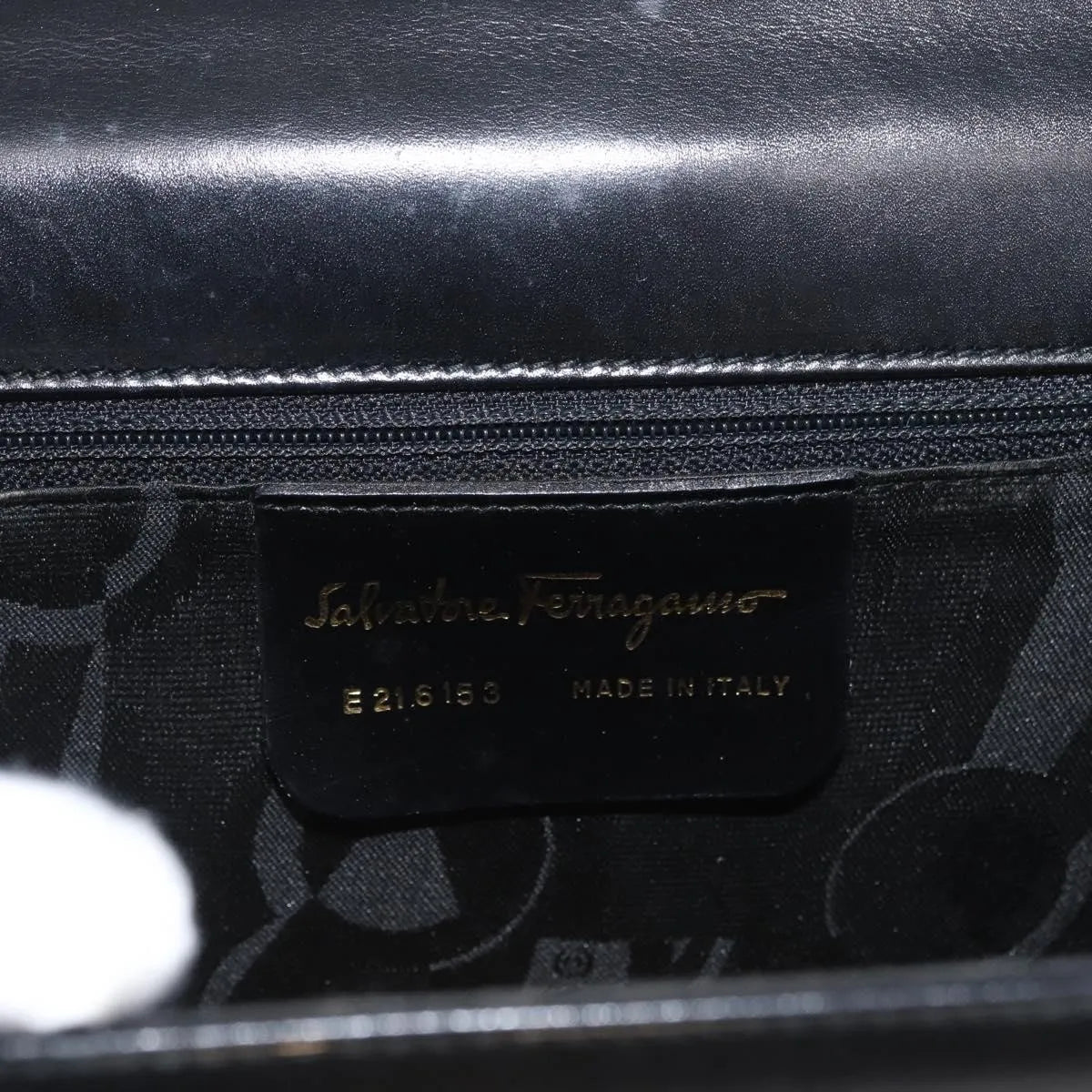 Salvatore Ferragamo Gancini Flap Leather, Black, Leather, Shoulder Bag