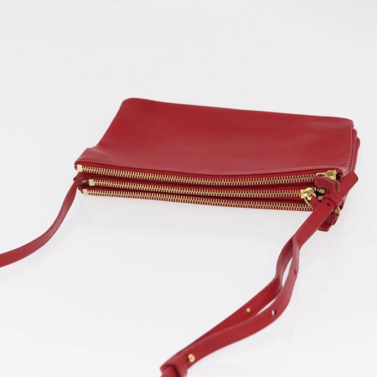 Celine Trio Leather, Red, Leather, Shoulder Bag