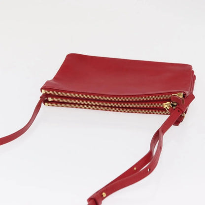 Celine Trio Leather, Red, Leather, Shoulder Bag