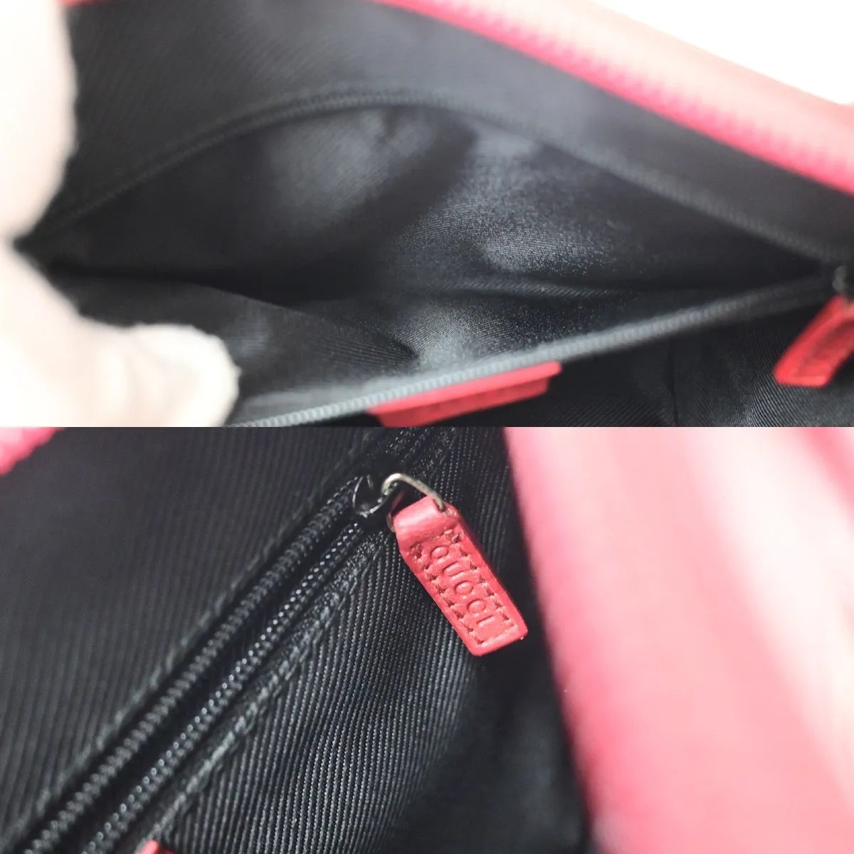 Gucci Vintage Zip Tote GG Canvas with Leather, Gray, Canvas, Tote Bag