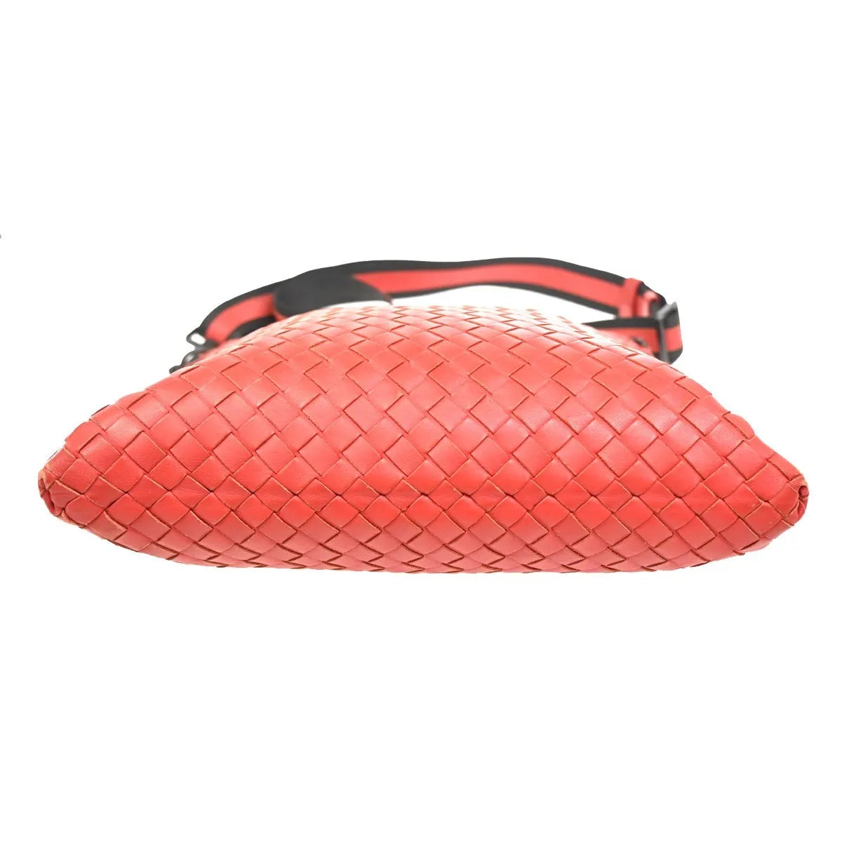 Bottega Veneta Flat Messenger Intrecciato Nappa, Red, Leather, Shoulder Bag