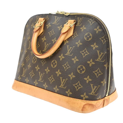 Louis Vuitton Alma Monogram Canvas, Brown, Leather, Handbag