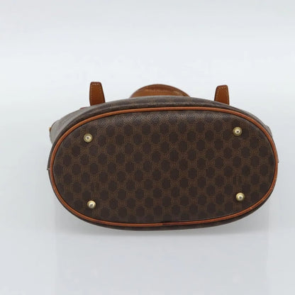 Celine Vintage Macadam Canvas and Leather, Brown, Canvas, Tote Bag