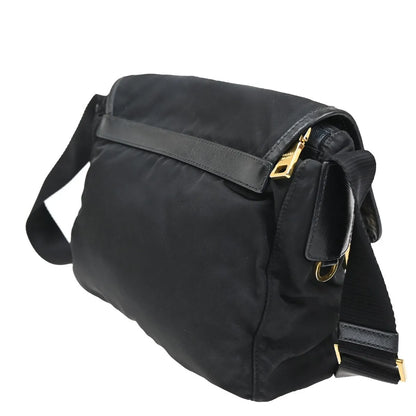 Prada Buckle Messenger Tessuto, Black, Nylon, Shoulder Bag