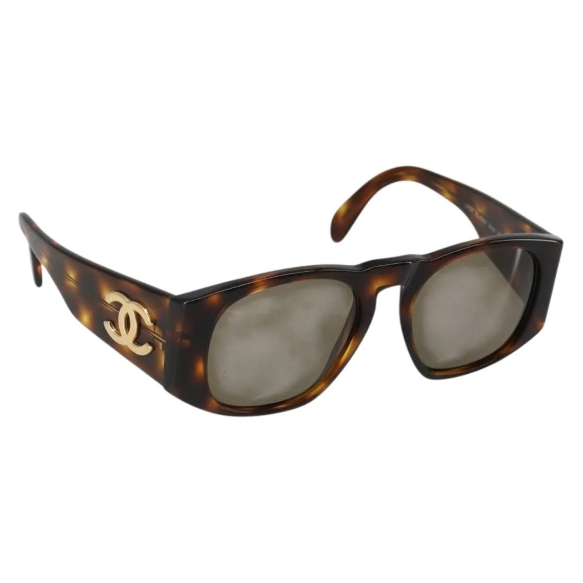 Chanel Coco mark barette Gold plated, Brown, Plastic, Sunglasses