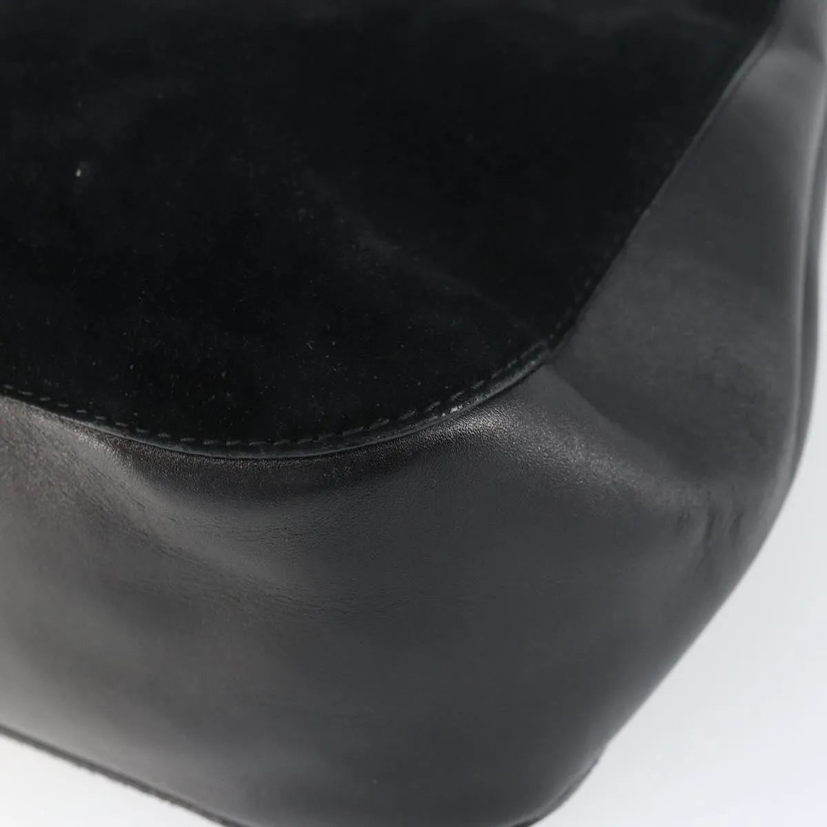 Gucci Vintage Bamboo Handle Suede, Black, Suede, Handbag