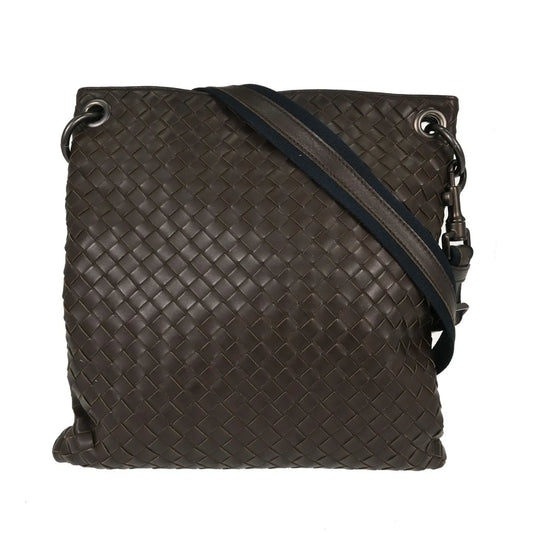 Bottega Veneta Intrecciato Shoulder Leather, Brown, Leather, Shoulder Bag