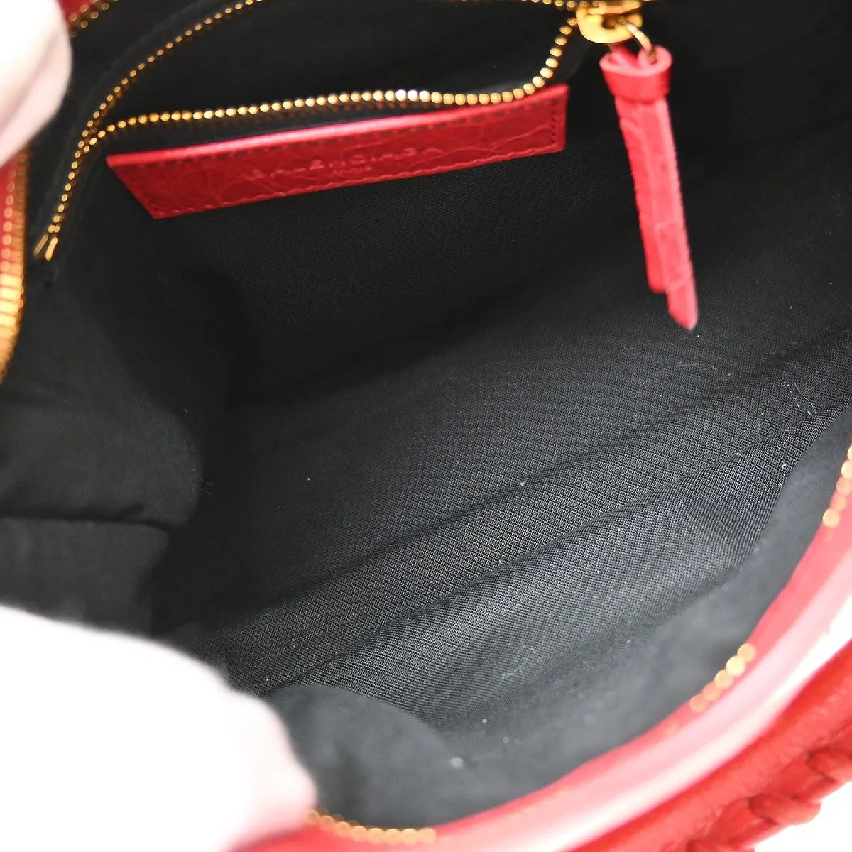Balenciaga City Classic Studs Leather, Red, Leather, Handbag