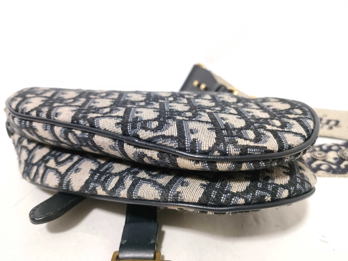 Christian Dior Dior Saddle Boxy Bag Plum Dior Oblique, Gray, Leather, Handbag