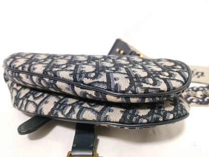 Christian Dior Dior Saddle Boxy Bag Plum Dior Oblique, Gray, Leather, Handbag