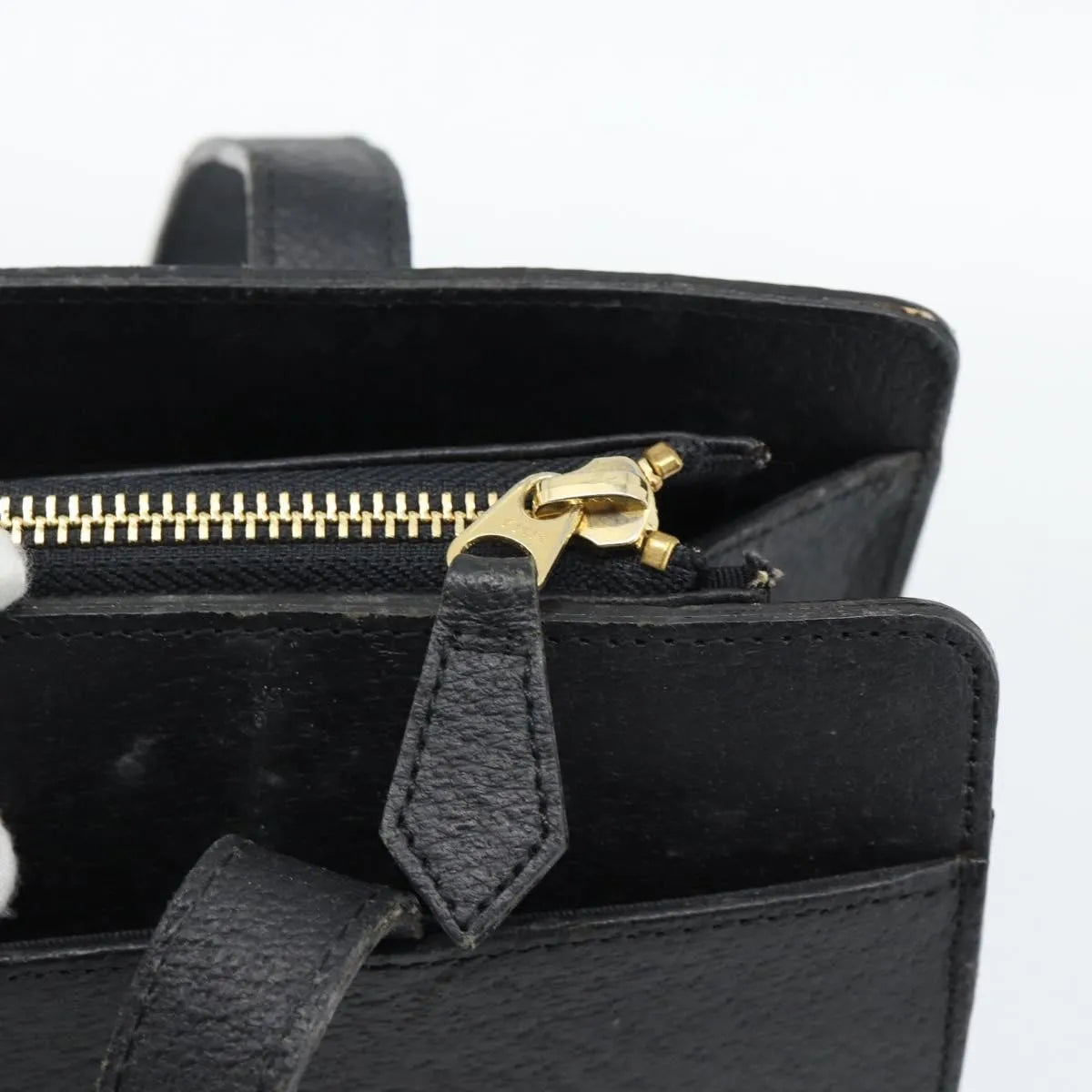 Saint Laurent Vintage Leather, Black, Leather, Tote Bag