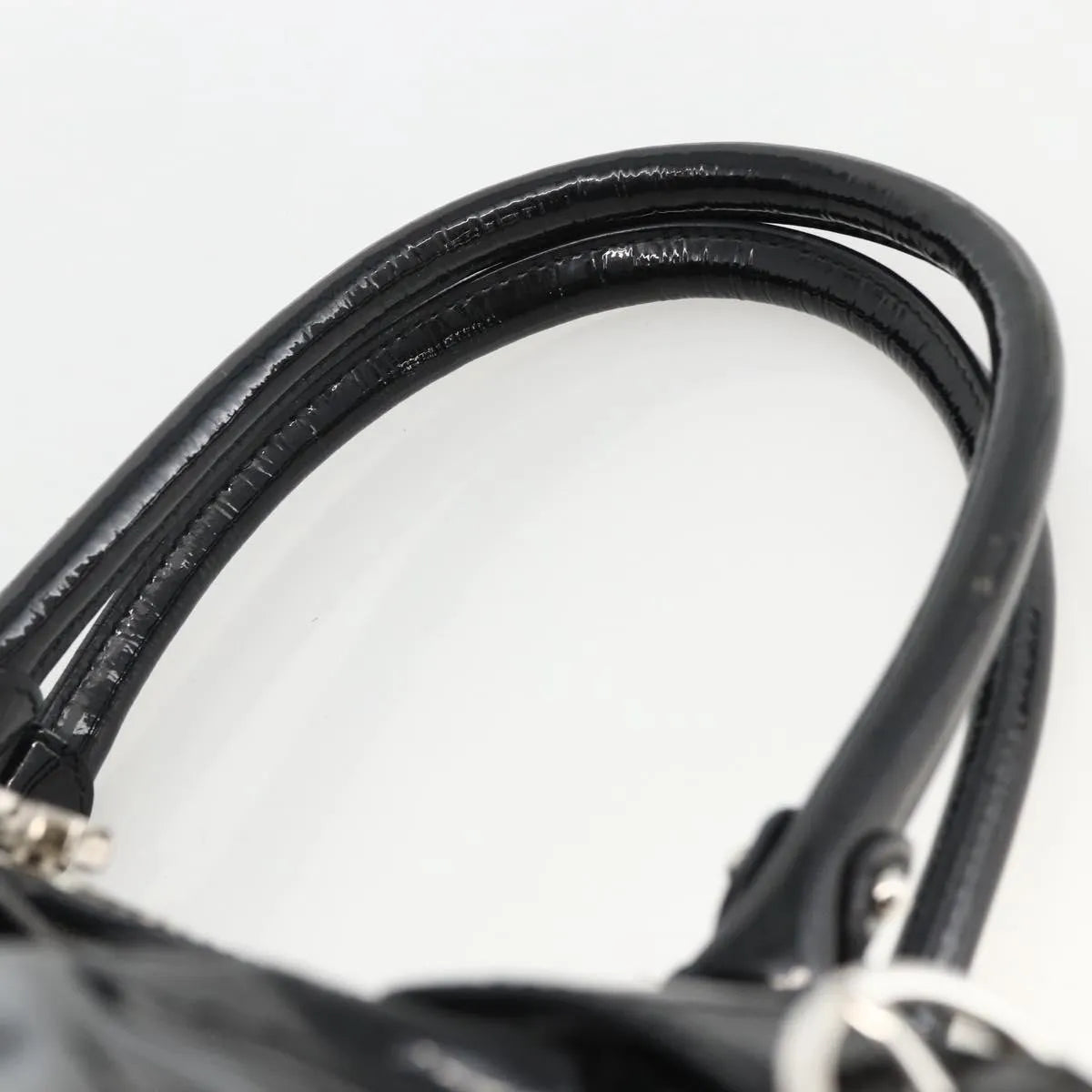 Salvatore Ferragamo Gancini Patent Leather, Black, Patent Leather, Handbag