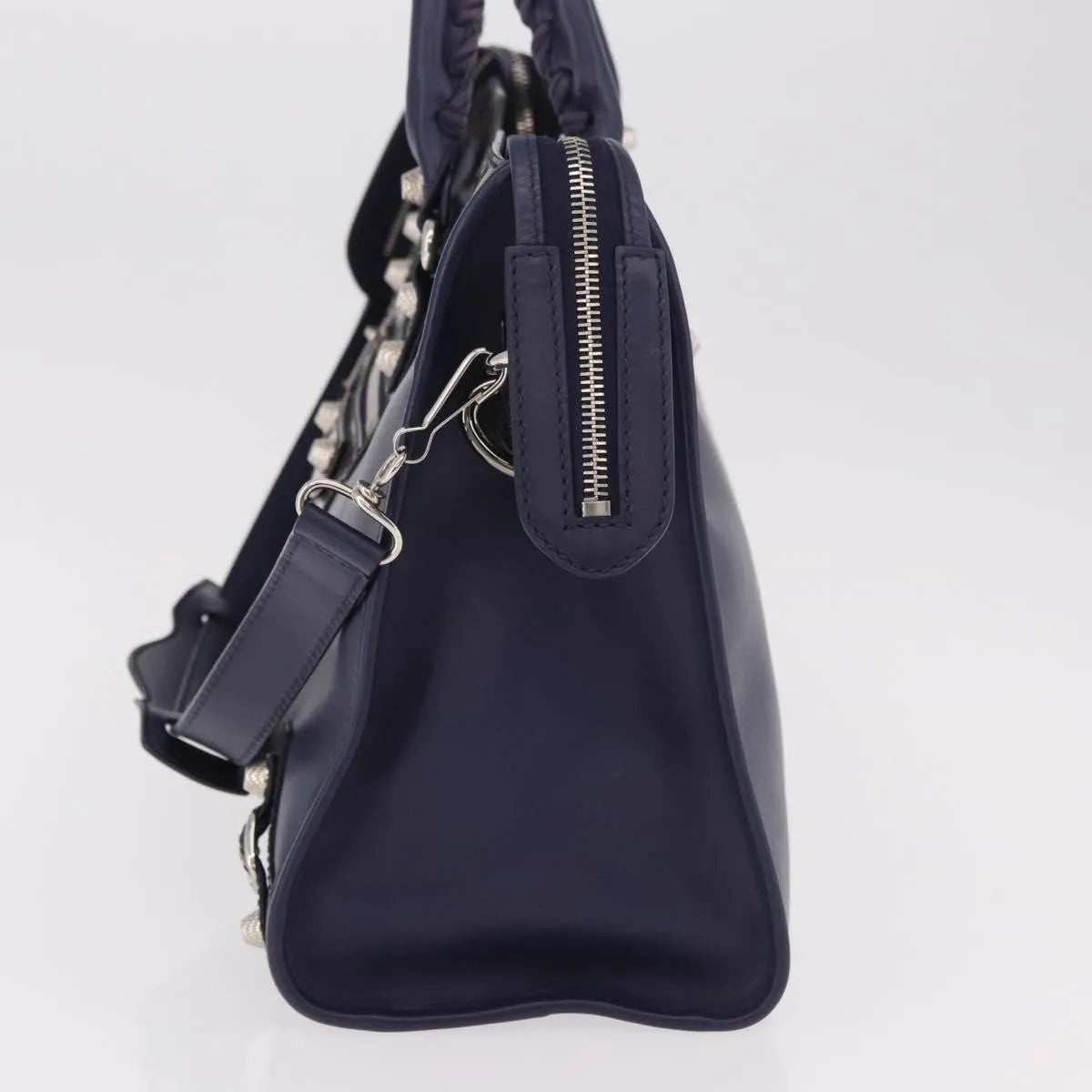 Balenciaga Holiday City Giant Studs Matte Calfskin, Navy, Leather, Handbag