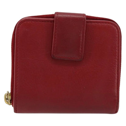 Saint Laurent Zipped Bifold Leather, Red, Leather, Wallet