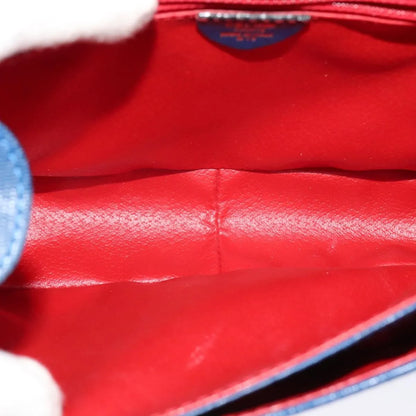 Celine Vintage Circle Logo Leather, Blue, Leather, Shoulder Bag