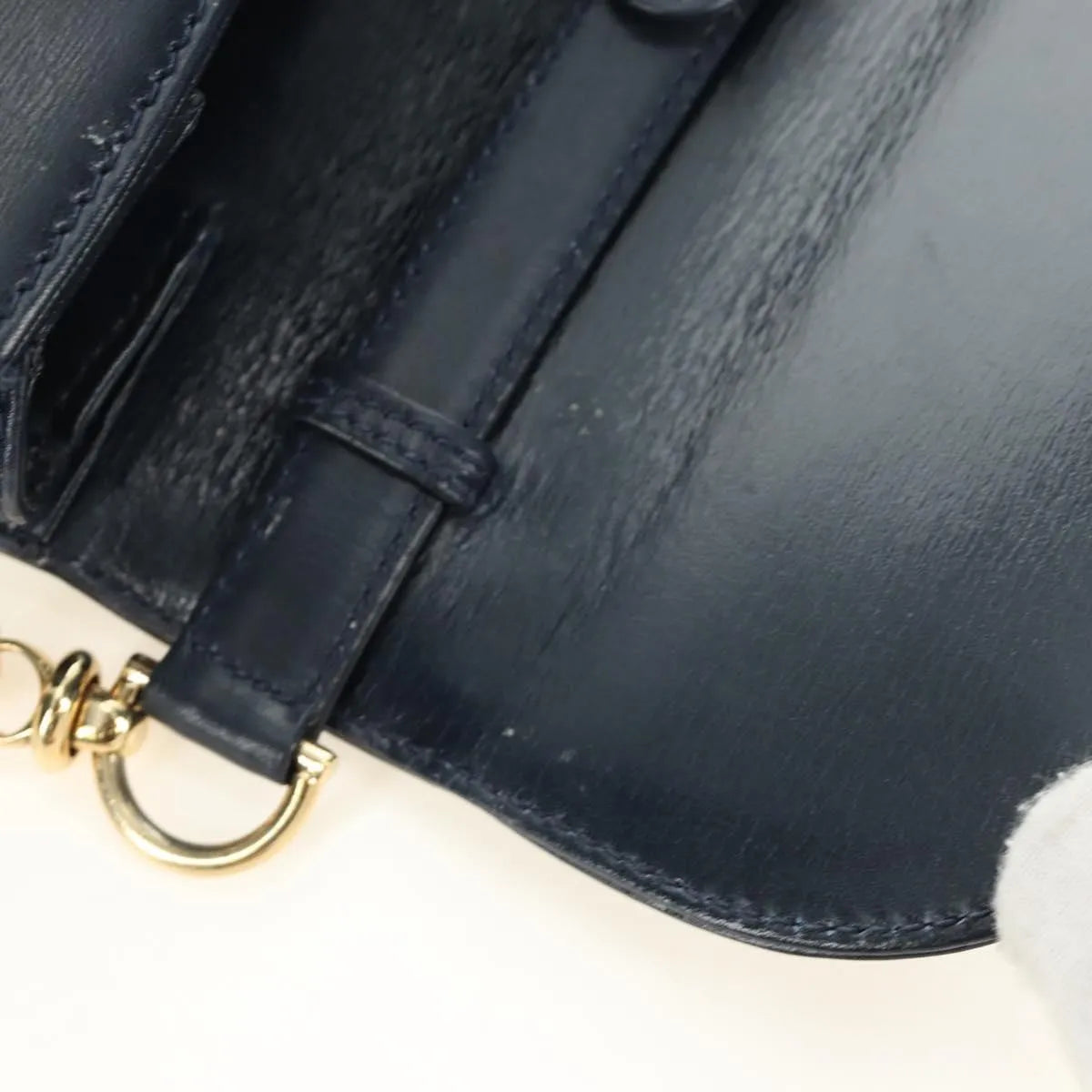 Gucci Chain Flap Leather, Navy, Leather, Shoulder Bag