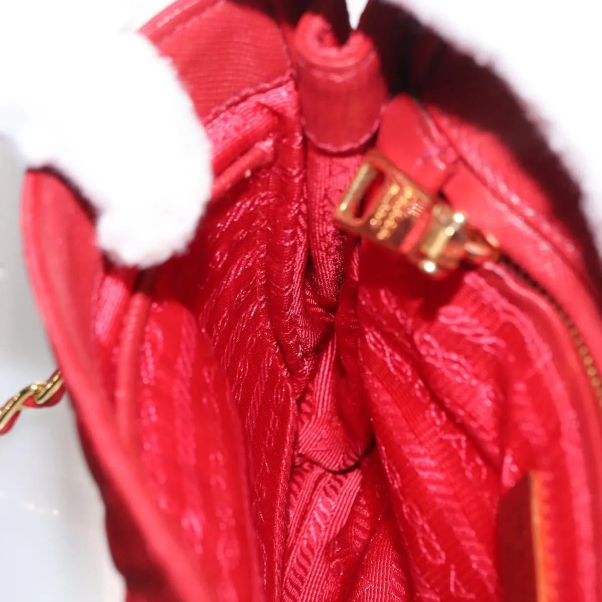 Prada Pushlock Chain Flap Quilted Tessuto, Red, Nylon, Shoulder Bag