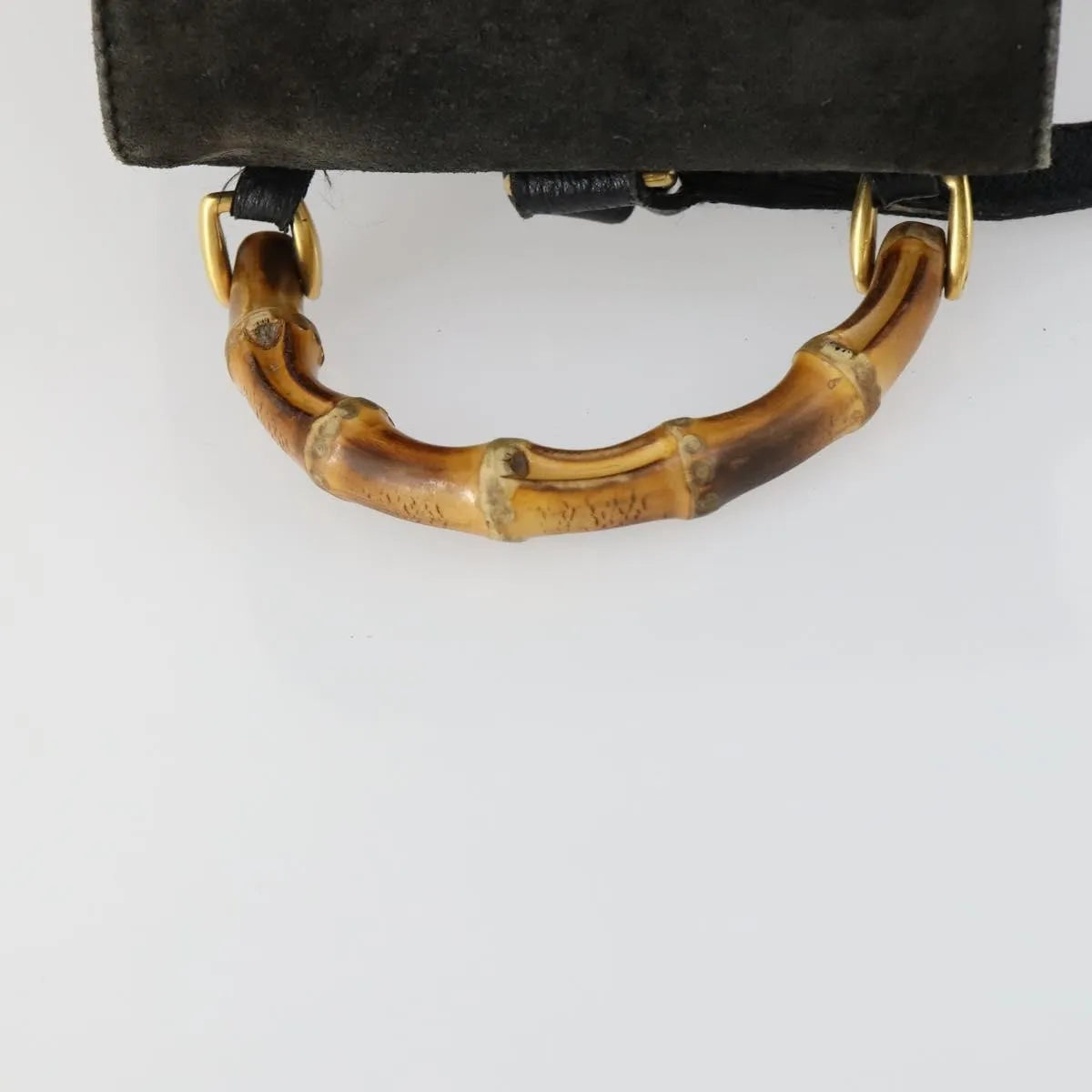 Gucci Vintage Bamboo Suede, Black, Leather, Backpack