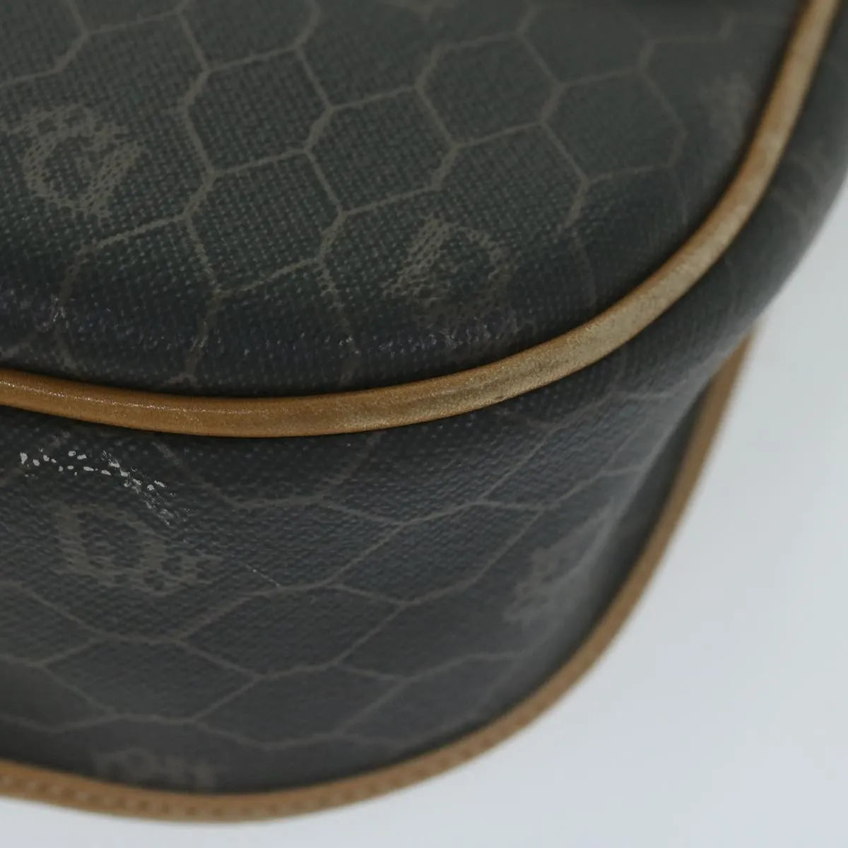 Christian Dior Vintage Honeycomb Flap Canvas and Leather, Black, Canvas, Shoulder Bag