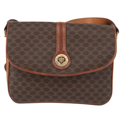 Celine Vintage Macadam Canvas and Leather, Brown, Canvas, Shoulder Bag