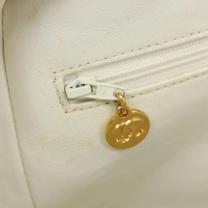 Chanel CC handbag Leather, White, Canvas, Handbag