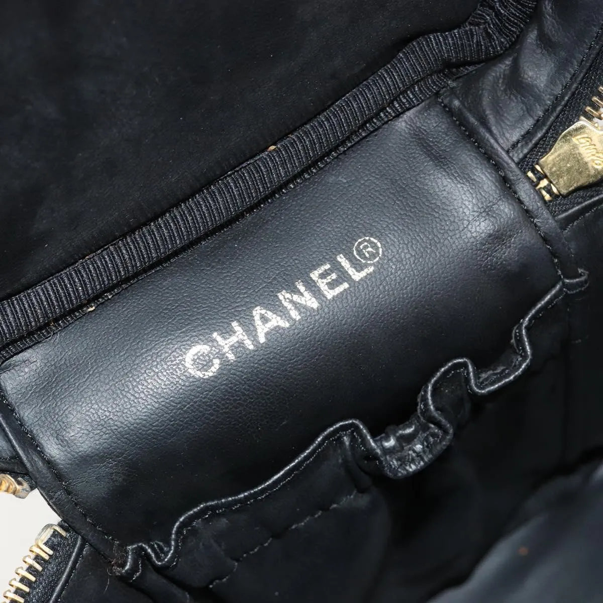 Chanel Vintage Timeless Cosmetic Case Patent, Black, Patent Leather, Handbag