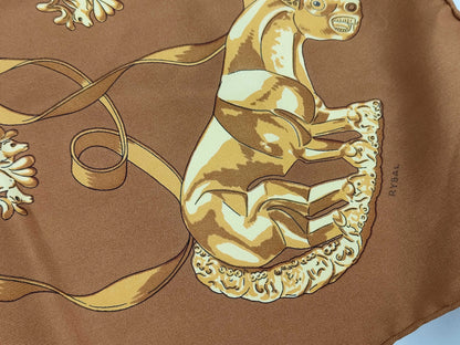 Hermes Carré 90 Silk multicolor, Brown, Silk, Scarf