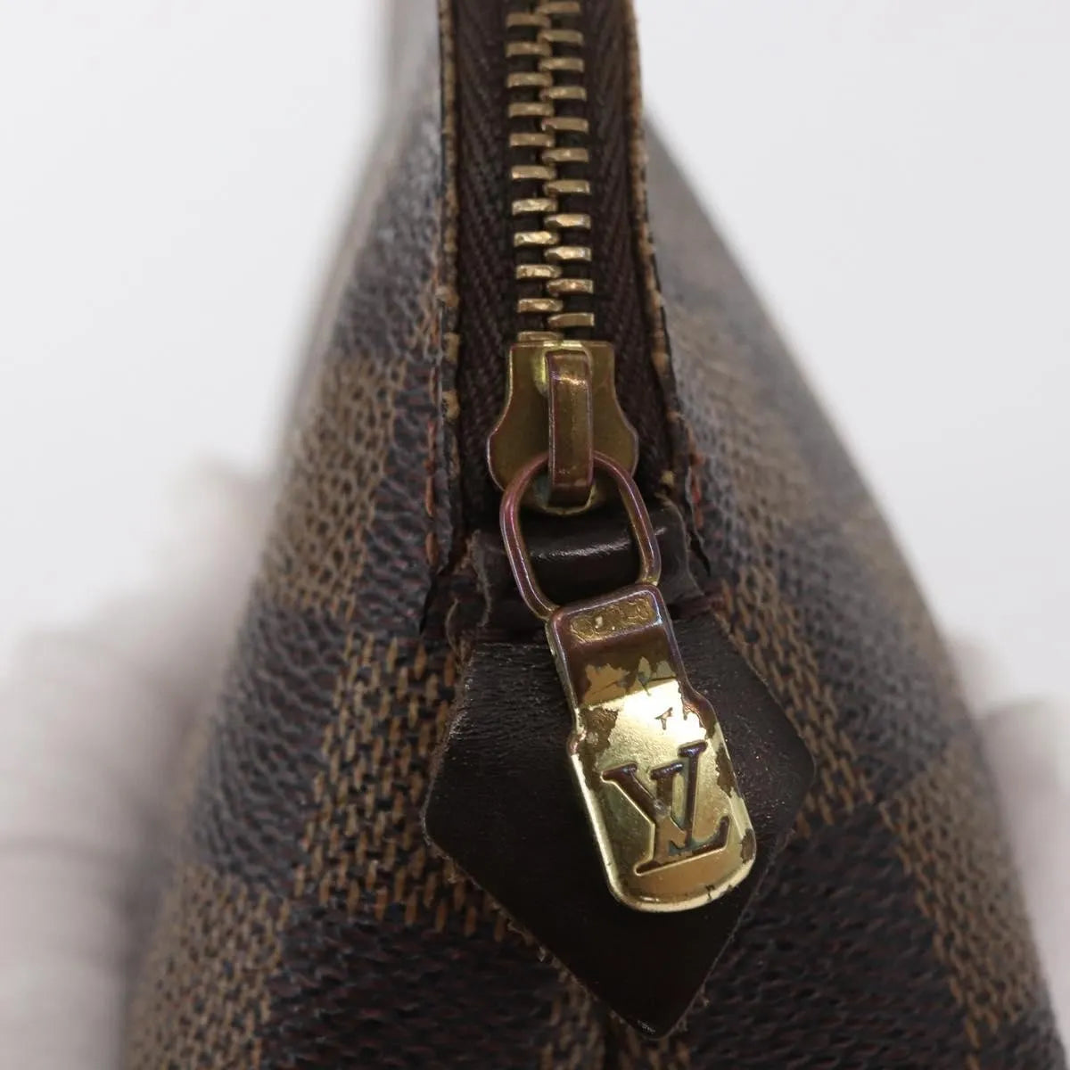 Louis Vuitton Cosmetic Damier, Brown, Canvas, Clutch