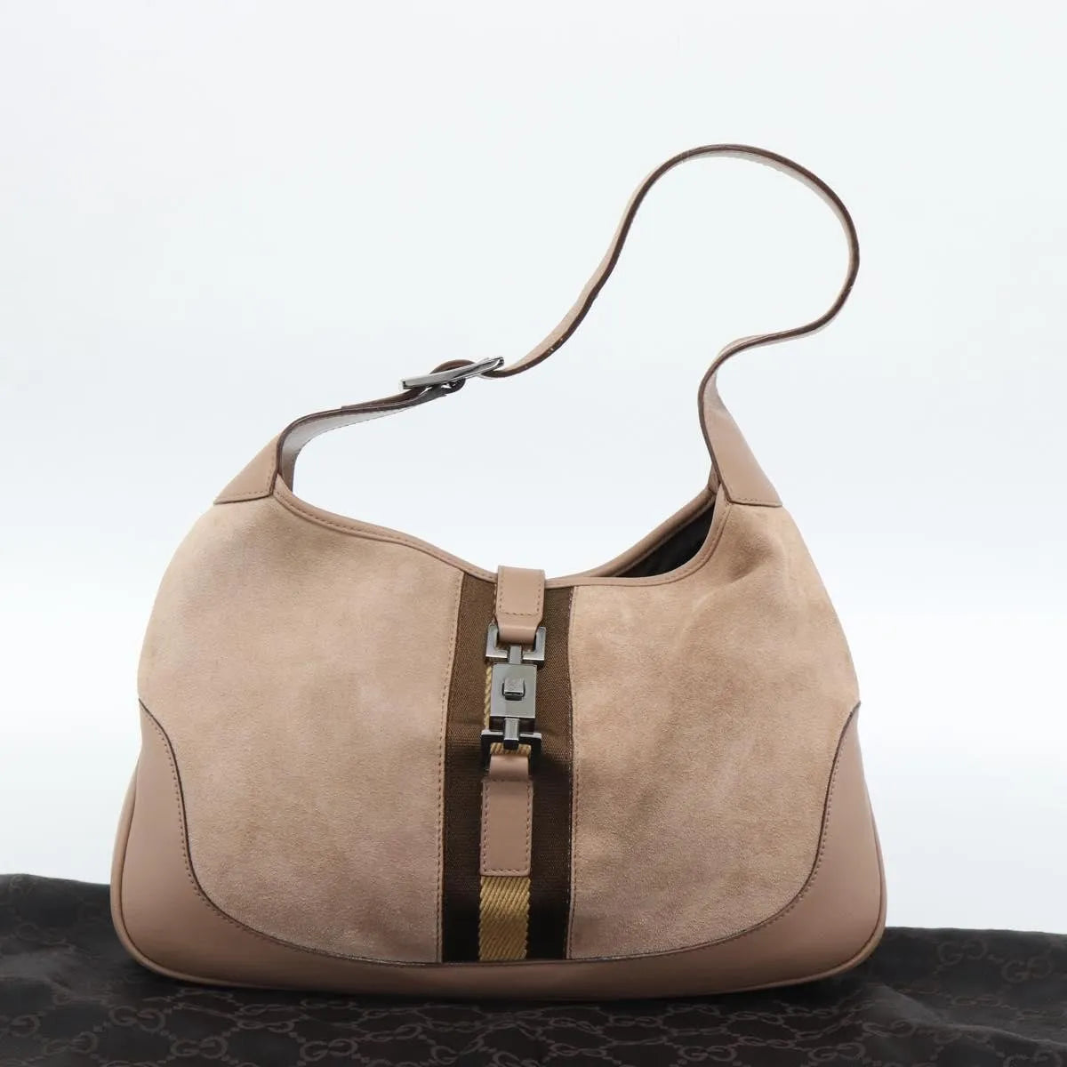 Gucci Jackie O Suede, Beige, Suede, Shoulder Bag