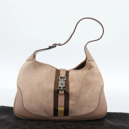 Gucci Jackie O Suede, Beige, Suede, Shoulder Bag