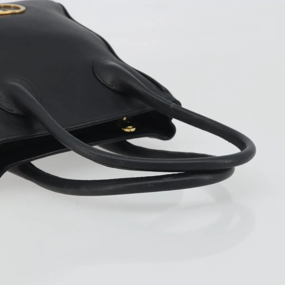 Christian Dior Vintage CD Logo Tote Leather, Black, Leather, Handbag
