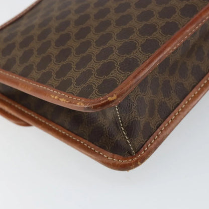 Celine Vintage Macadam Circle Logo Canvas and Leather, Brown, Canvas, Shoulder Bag