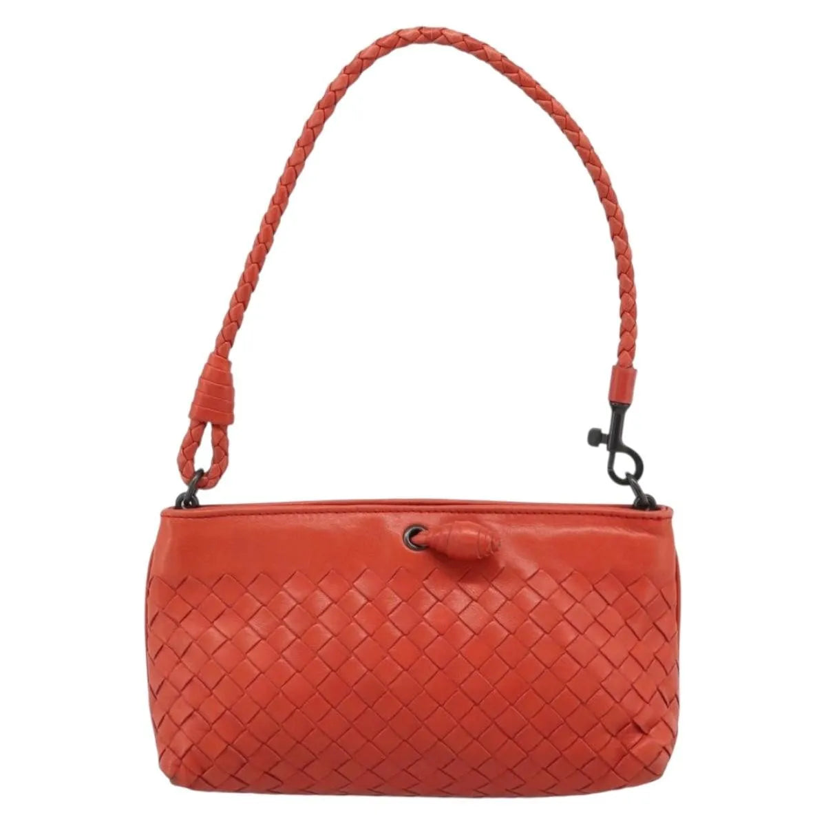 Bottega Veneta Zip Clutch Leather with Intrecciato Snakeskin Detail, Red, Leather, Clutch