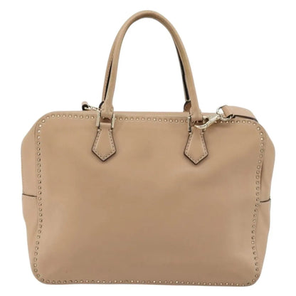 Valentino Garavani Convertible Zip Satchel Leather with Micro Rockstuds, Beige, Leather, Handbag
