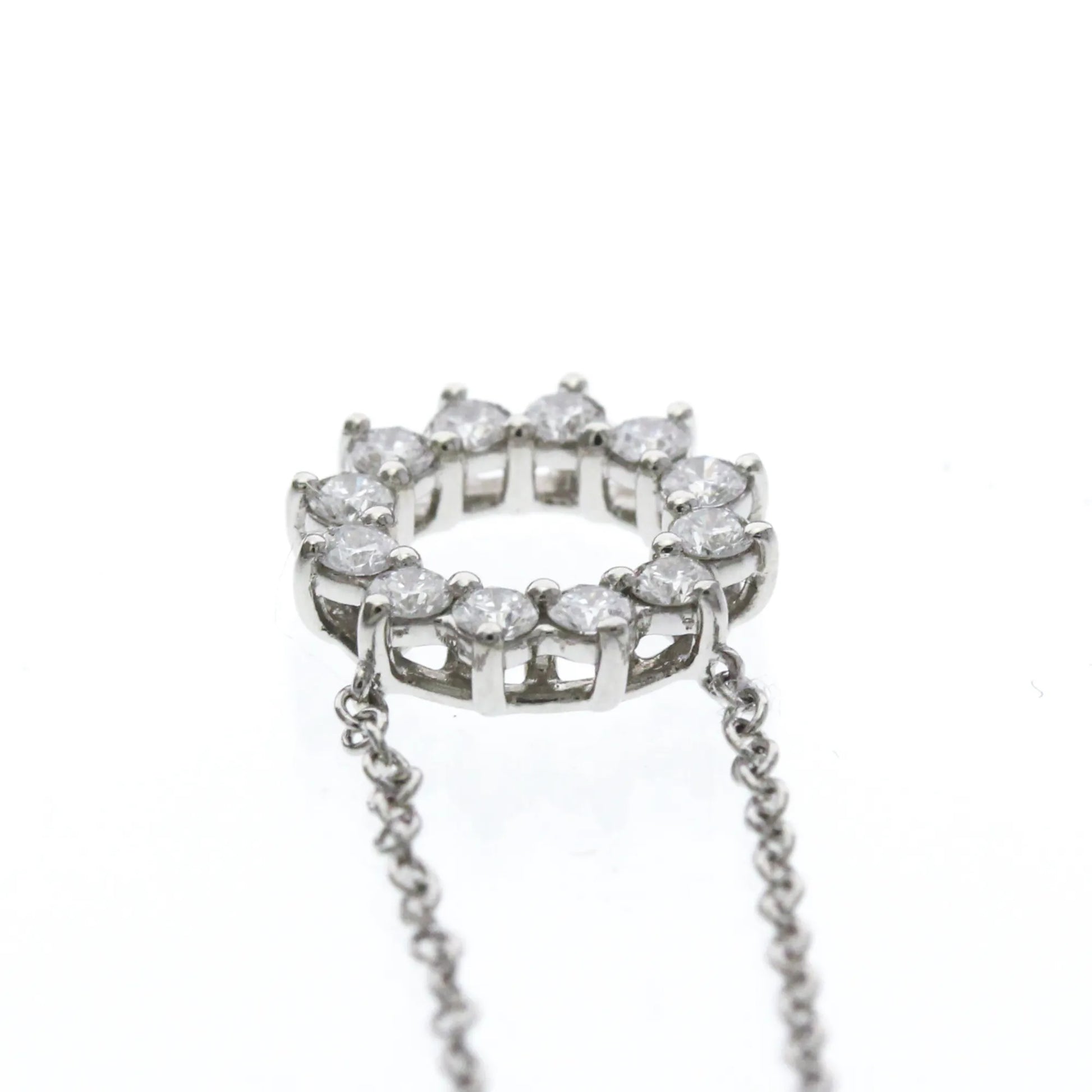Tiffany & Co. Open Circle Pendant Platinum with Diamonds, Silver, Platinum, Necklace