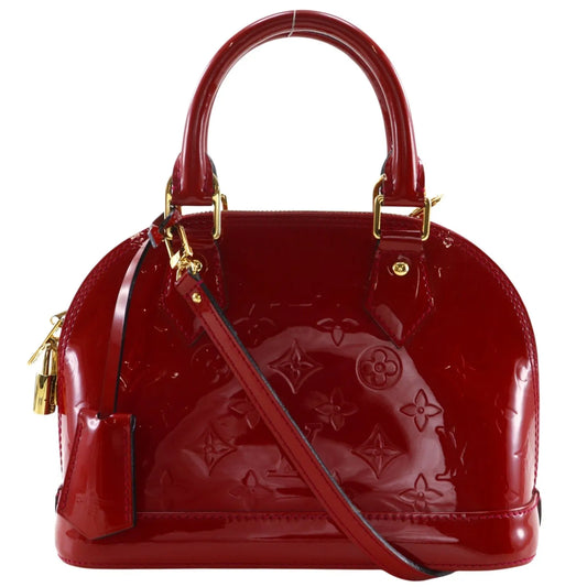 Louis Vuitton Alma Vernis, Red, Patent Leather, Handbag