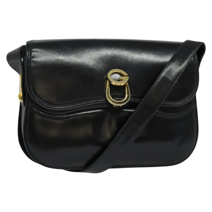 Gucci Vintage Leather, Black, Leather, Shoulder Bag