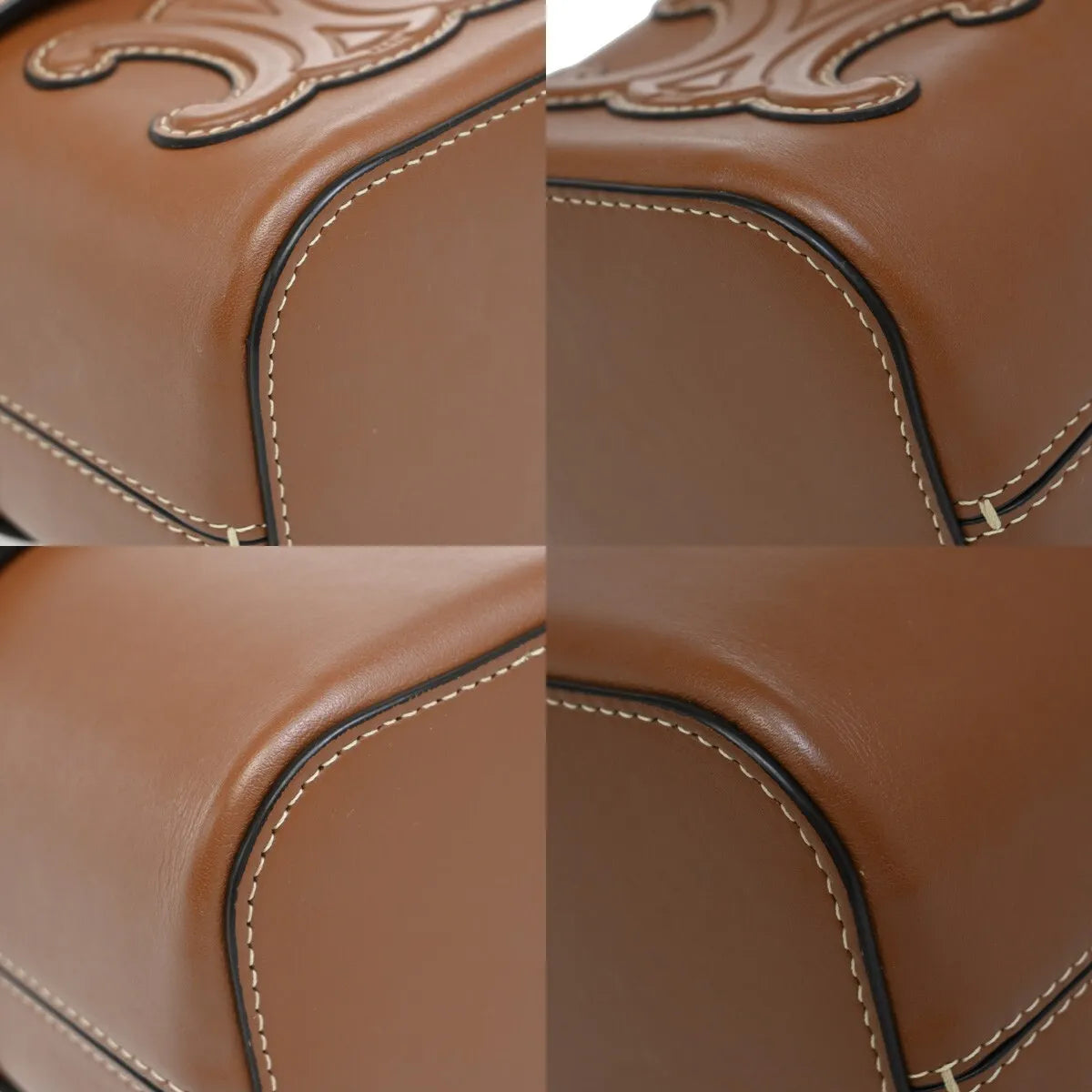 Celine Cuir Triomphe Box Leather, Brown, Leather, Handbag